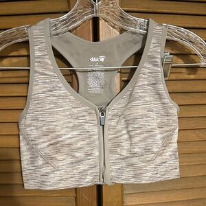 Tan Zip-Up Sports Bra